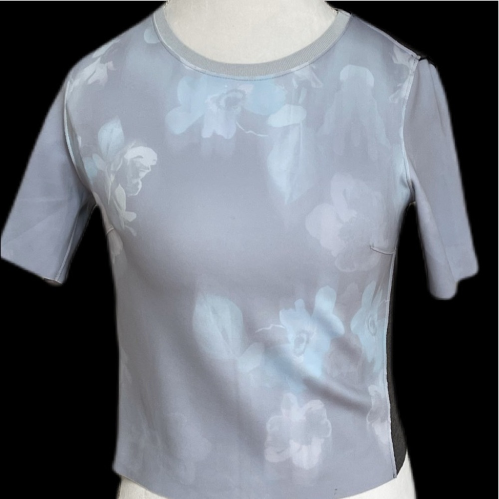 T Tahari Marley Gray Floral Blouse